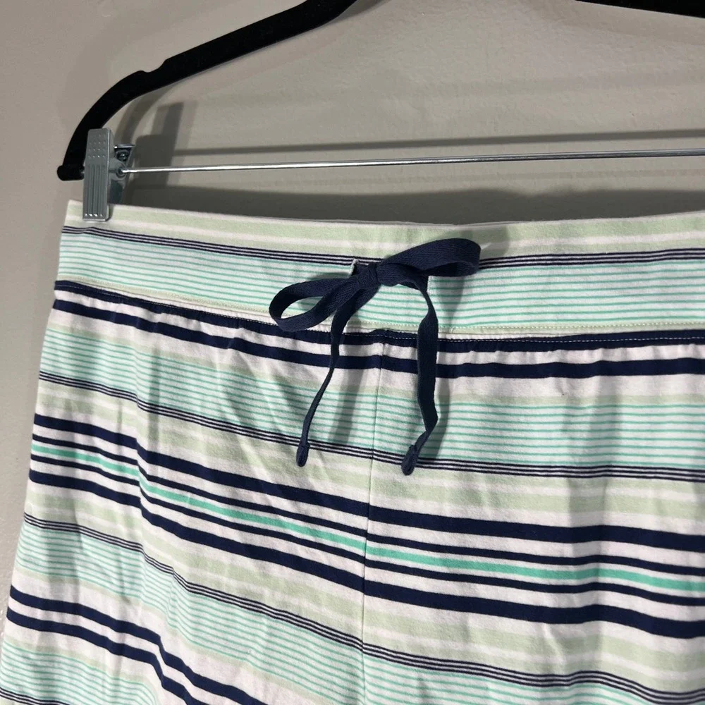 Jasmine & Ginger Womens Pajama Pants‎ Medium Green Navy Striped Cotton S62PJ300